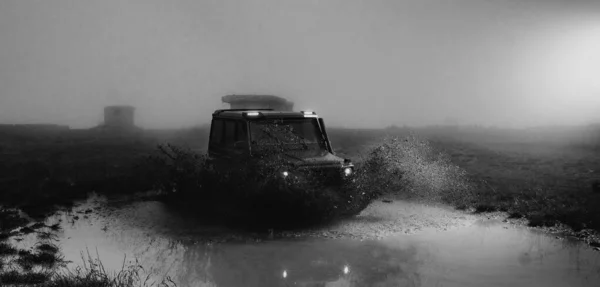 Mud Water Splash Road Racing Road Car Beautiful Nature Truck — Stock Photo, Image