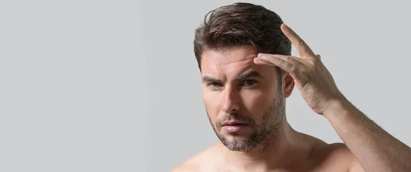 Skönhetssmink För Män Manlig Skönhet Och Hudvård Morgonvård Och Hygien — Stockfoto
