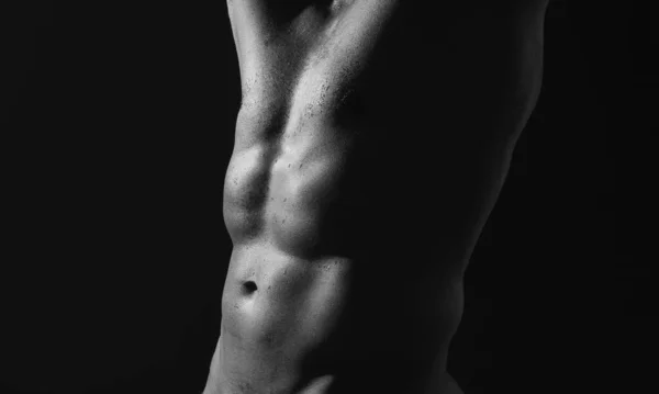 Nude Man Torso Sexy Torso Male Flexing His Muscles Sport — Stock Photo, Image