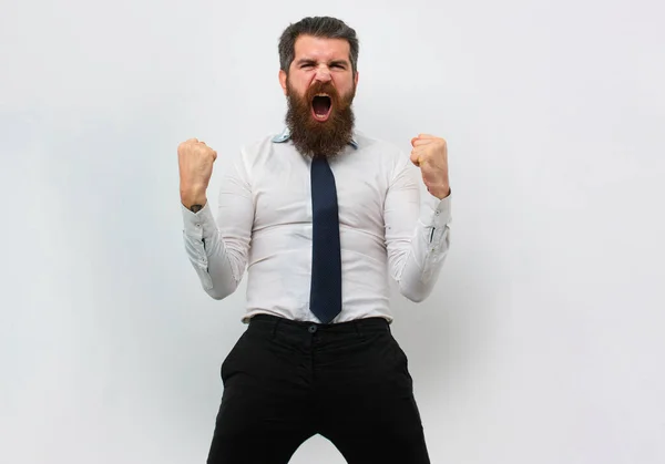 Zakelijk Concept Opgewonden Emoties Geweldig Nieuws Portret Van Opgewonden Man — Stockfoto