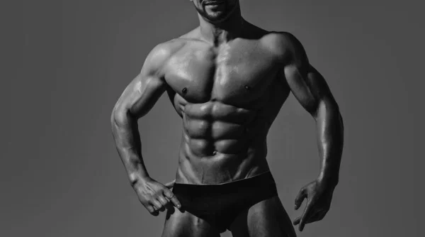 Sexy Mann Mit Muskulösem Körper Und Nacktem Oberkörper Muskulöser Mann — Stockfoto