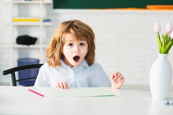 Excited Kids Classroom School Education Learning Child Amazed Kids Face — Stock Photo, Image
