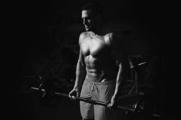 Kräftiger Muskulöser Mann Crossfit Fitnessstudio Workout Lifestylekonzept Schöner Mann Beim — Stockfoto