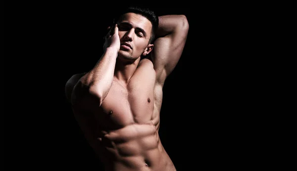 Uomo Forte Che Mostra Suo Corpo Nudo Perfetto Torso Nudo — Foto Stock