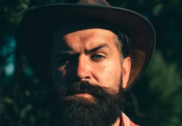 Kovboy Şapkalı Bir Adamın Portresi Erkeksi Erkek Stili — Stok fotoğraf