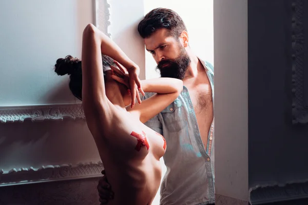 Aşık Seksi Çift Hassas Anın Tadını Çıkarıyor Tutku Arzusu Seks — Stok fotoğraf