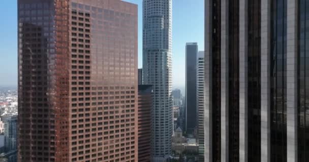 Vista Aérea Del Centro Los Ángeles Rascacielos Famosos — Vídeo de stock