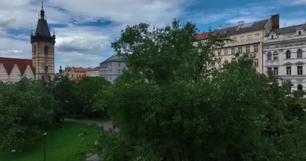 Vista Aérea Panorámica Praga Praga Arquitectura Puente Sobre Río Moldava — Vídeos de Stock