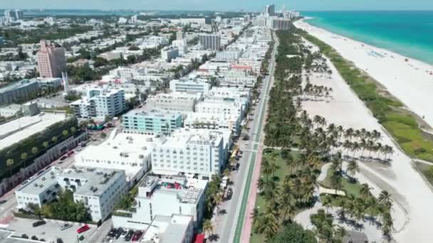 Ocean Drive Collins Avenue Miami Luftaufnahme Luftaufnahme Von Miami Beach — Stockvideo