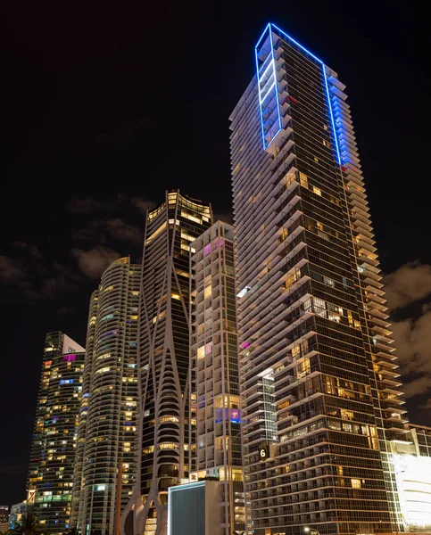 Nachtbild Von Miami Beach Florida Usa Miami Downtown — Stockfoto