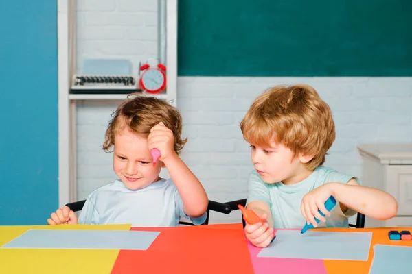 Pouco Pronto Para Estudar Crianças Engraçadas Escola Primária Crianças Educação — Fotografia de Stock