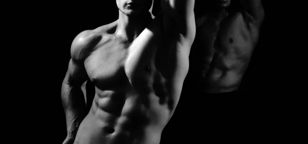 Seductive Gay Naked Strong Body Nude Male Abs Six Pack — Stock Photo, Image