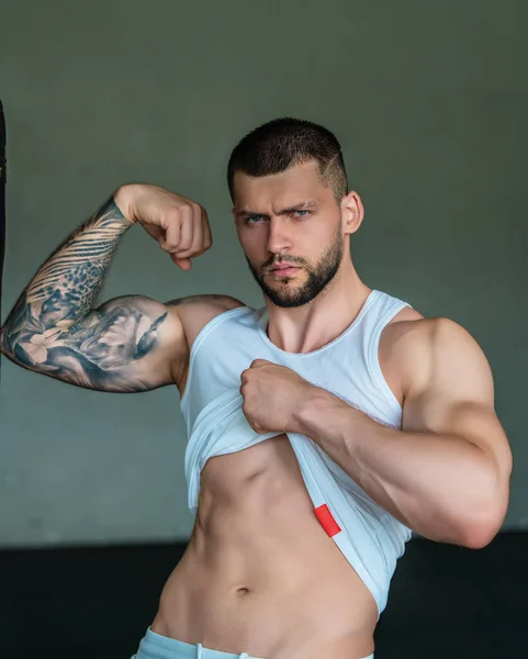 Mans Naked Body Muscular Shoulders Naked Man Muscular Male Body —  Fotos de Stock