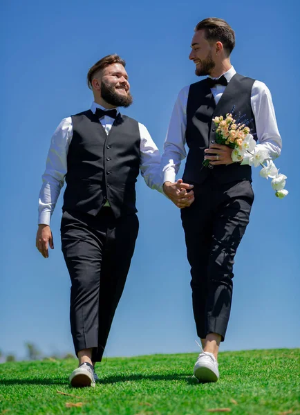 Гей Людина Наречений Весіллі Одностатевий Шлюб Концепція Любові Гей Молоді — стокове фото