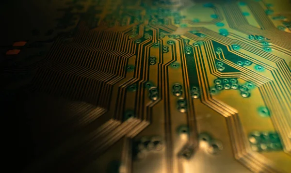 Circuit Board Technological Electronic Plate Roads Other Components Selective Focus — ストック写真