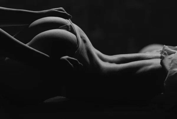 Body Sexy Fit Woman Butt Erotic Lingerie Model Black Lingerie —  Fotos de Stock