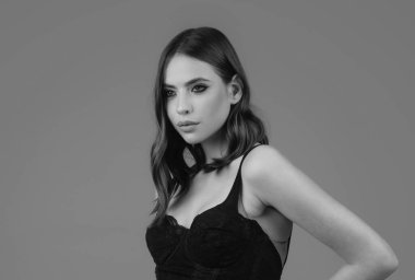 Beauty young woman. Portrait of model with natural nude make up