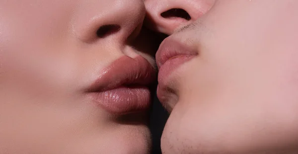 Beso Sensual Cerca Beso Sexy Placer Oral Par Chicas Besando — Foto de Stock