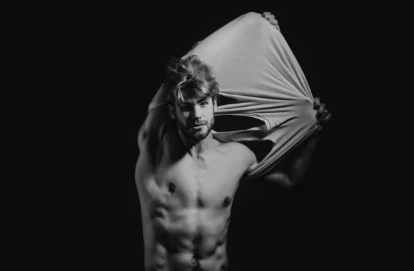 性感的男模身材 赤身裸体 性感的裸体男人 诱人的同性恋 — 图库照片