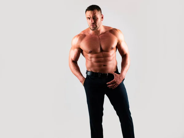 Muscular Shirtless Male Model Handsome Masculine Man — Stock Photo, Image