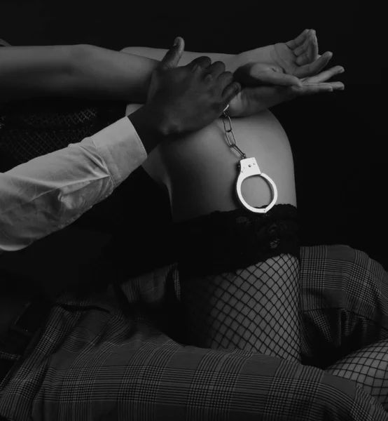 Hand Ass Sexy Young Woman Butt Black Lace Lingerie Gorgeous — Stok fotoğraf