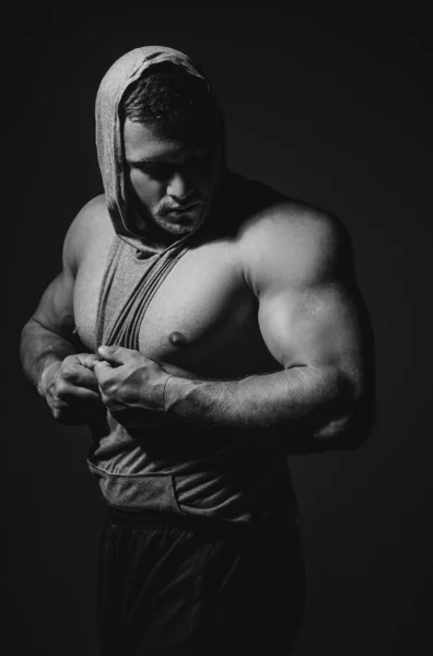 Corpo Masculino Musculoso Forte Musculatura Cara Homem Sexy — Fotografia de Stock