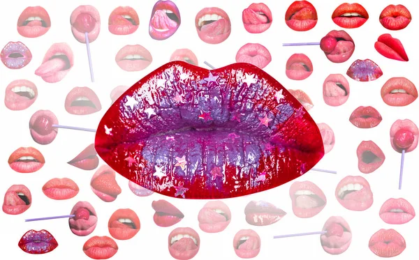 Lips Mouth Red Lip Background Female Lips — Photo