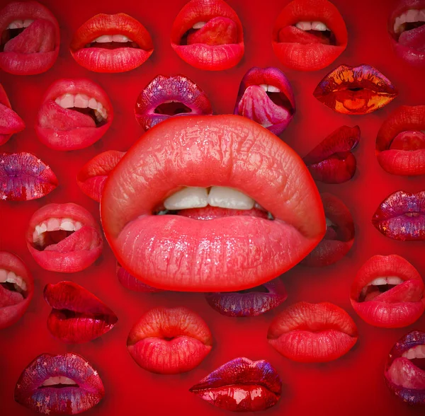 Lips Mouth Female Lip Red Background Woman Lips — Zdjęcie stockowe