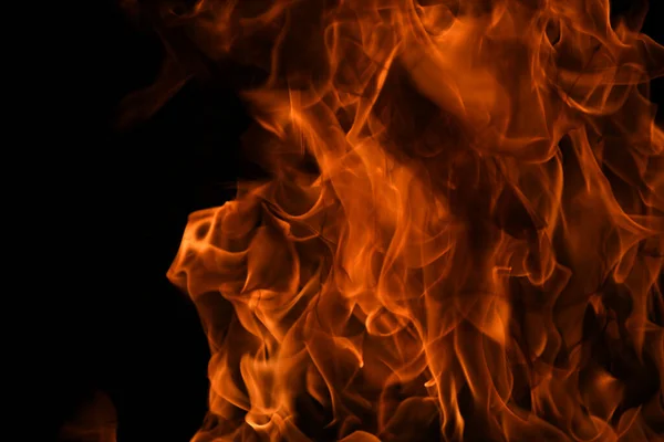 Огненное Пламя Огонь Сияющий Черном Фоне — стоковое фото