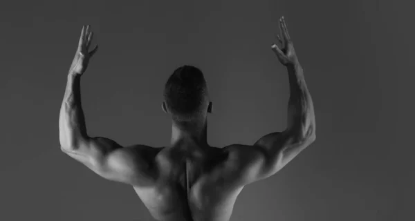 Μοντέλο Γυμναστικής Ένας Τύπος Αθλητική Φιγούρα Γυμνό Κορμό Μυώδης Άνθρωπος — Φωτογραφία Αρχείου