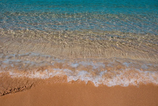 Onda Oceânica Azul Praia Areia Praia Pôr Sol Hora Verão — Fotografia de Stock