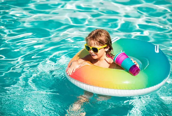 Summer Vacation Summertime Kids Weekend Boy Swiming Pool Child Aquapark — Stock Photo, Image