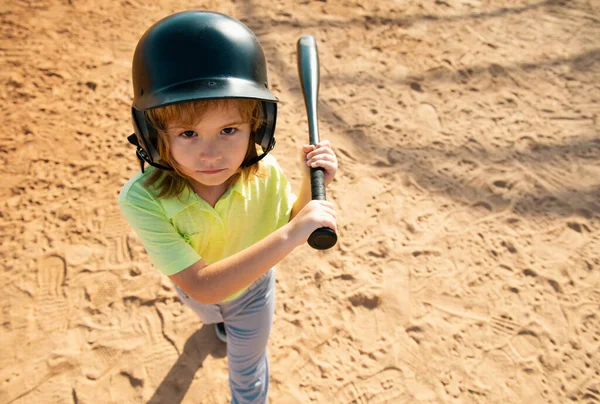 Srác Baseball Ütővel Pózol Baseballt Játszó Gyermek Portréja — Stock Fotó