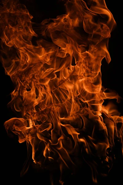 Пожежне Полум Чорному Тлі Вогонь Спалює Полум Ізольовану Абстрактну Текстуру — стокове фото