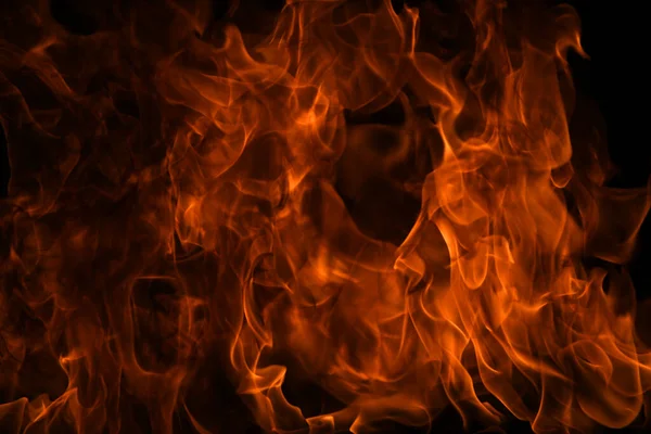 火焰在黑色背景上隔离 燃烧的火焰 抽象的质感 火灾图案 火灾纹理的艺术设计 — 图库照片