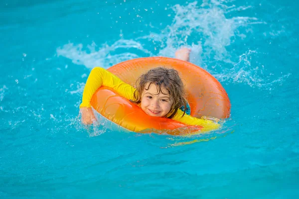 Swimming Summer Vacation Child Swim Pool Inflatable Ring Kid Inflatable — Stock Photo, Image