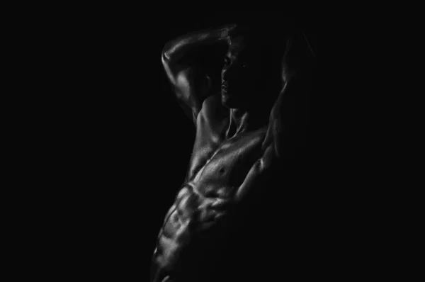Uomo Sexy Con Corpo Muscolare Torso Nudo Uomo Muscoloso Senza — Foto Stock