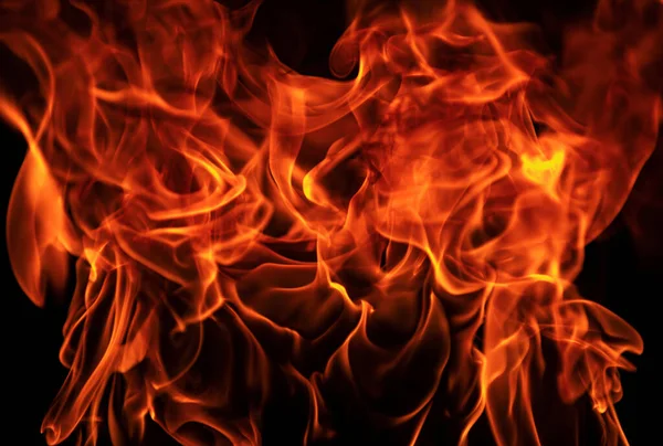 Tüzes Lángok Fekete Háttéren Tűz Láng Izolált Elvont Textúra Lángoló — Stock Fotó