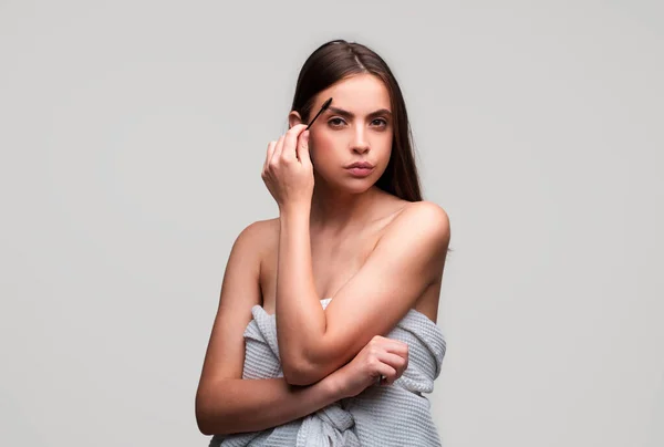 Beautiful Woman Long Eyelashes Eyebrows Makeup Cosmetology Concept Beautiful Female — Stock Photo, Image