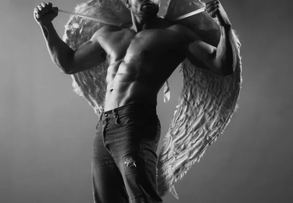 バレンタインデー 翼と裸の胴を持つ男 — ストック写真