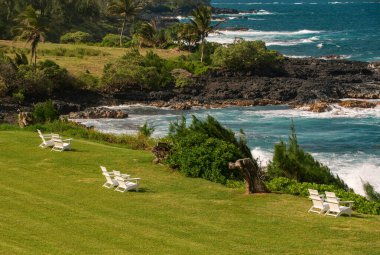 Mavi denizli tropik plaj arka planı. Tatil ya da yaz konseptinde rahatlama