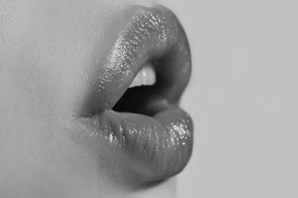 情熱と官能的な唇 官能的な女の子吸い — ストック写真