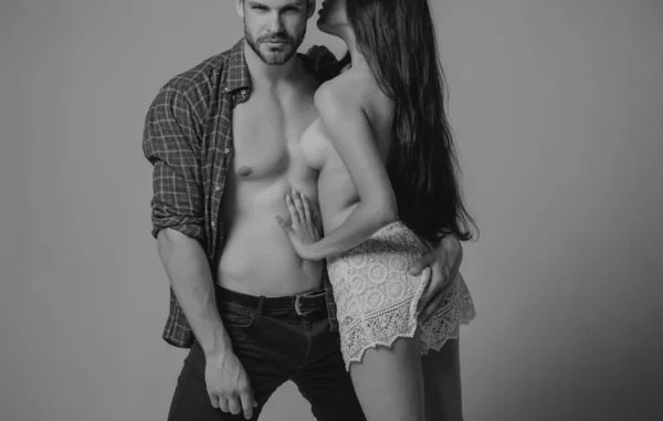 Foto Moda Sexy Pareja Elegante Tierna Pasión Cierra Foto Relájate —  Fotos de Stock