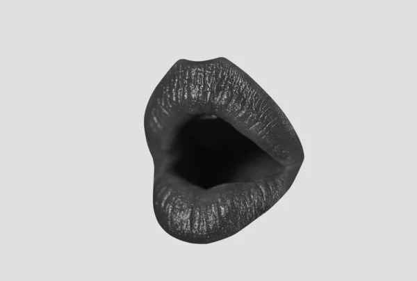 张嘴的女人闭上你的嘴性感的红唇 性感的张嘴 孤立的唇 令人惊讶的哇图标 — 图库照片
