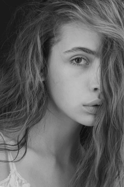 Schönheit Frau Gesicht Porträt Studio Schöne Mädchen Mit Sauberer Haut — Stockfoto