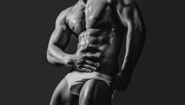 Sexy Joven Guapo Hombre Desnudo Sobre Fondo Oscuro Seductor Gay — Foto de Stock