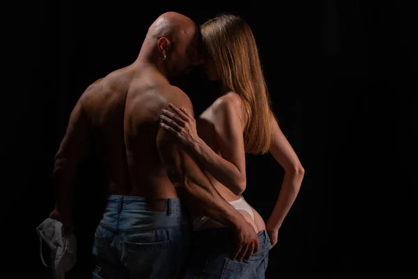 Nackter Muskulöser Mann Und Sexy Frau Menschen Lieben Schönheit Frau — Stockfoto