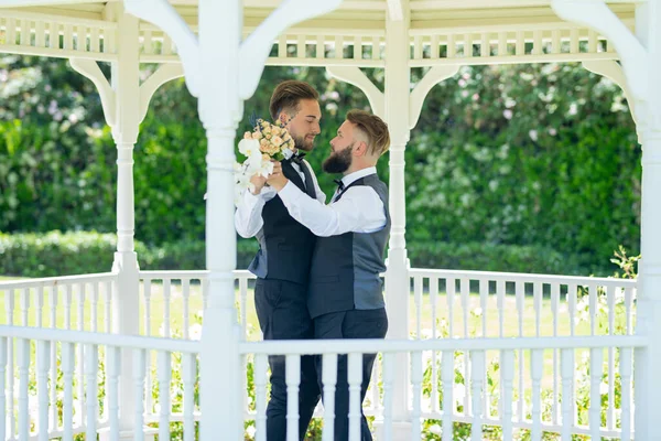 Casal Gay Dançar Casamento Casados Casais Lgbt Celebrar Uma Cerimônia — Fotografia de Stock