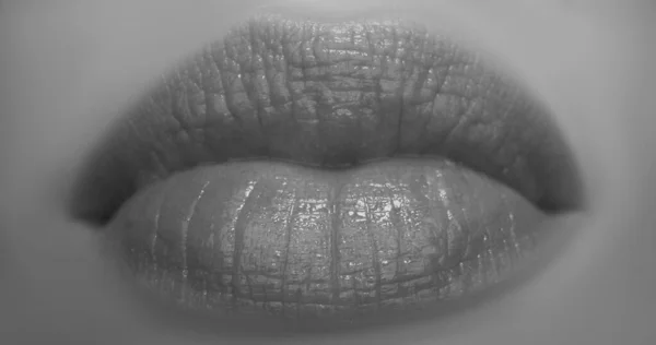 Lábios Naturais Sensual Mulher Boca Fundo Pele — Fotografia de Stock