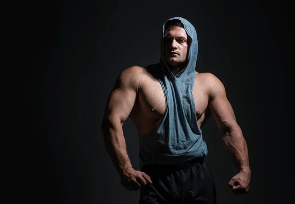 Hombre Brutal Guapo Modelo Masculino Serio Cuerpo Masculino Muscular Fuerte —  Fotos de Stock